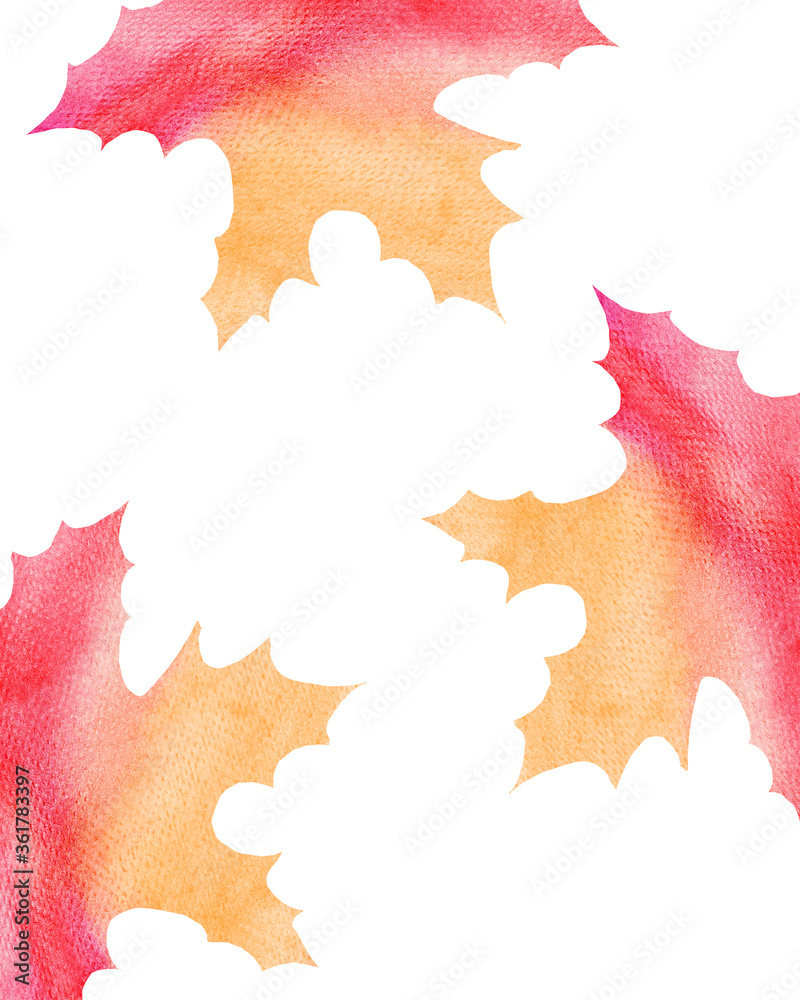 Fototapeta premium Watercolor colorful autumn maple leaf background