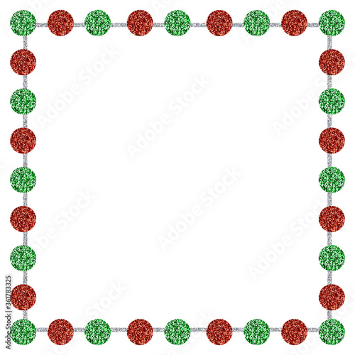 Christmas red and green glitter frame