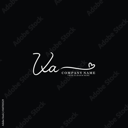 VA initials signature logo. Handwriting logo vector templates. Hand drawn Calligraphy lettering Vector illustration.
