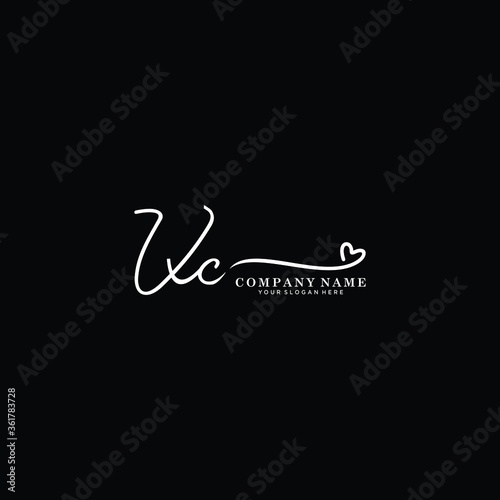 VC initials signature logo. Handwriting logo vector templates. Hand drawn Calligraphy lettering Vector illustration.
