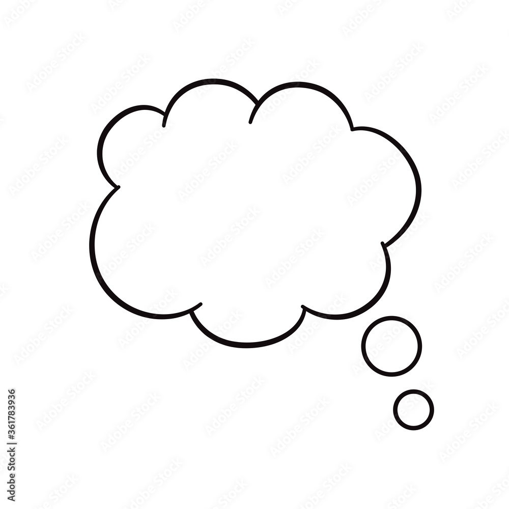 Think bubble isolated on white background. Trendy think bubble in flat style. Modern template for social network and label. Creative thought balloon. Cloud line art, vector illustration Think bubble isolated on white background. Trendy think bubble in flat style. Modern template for social network and label. Creative thought balloon. Cloud line art, vector illustration