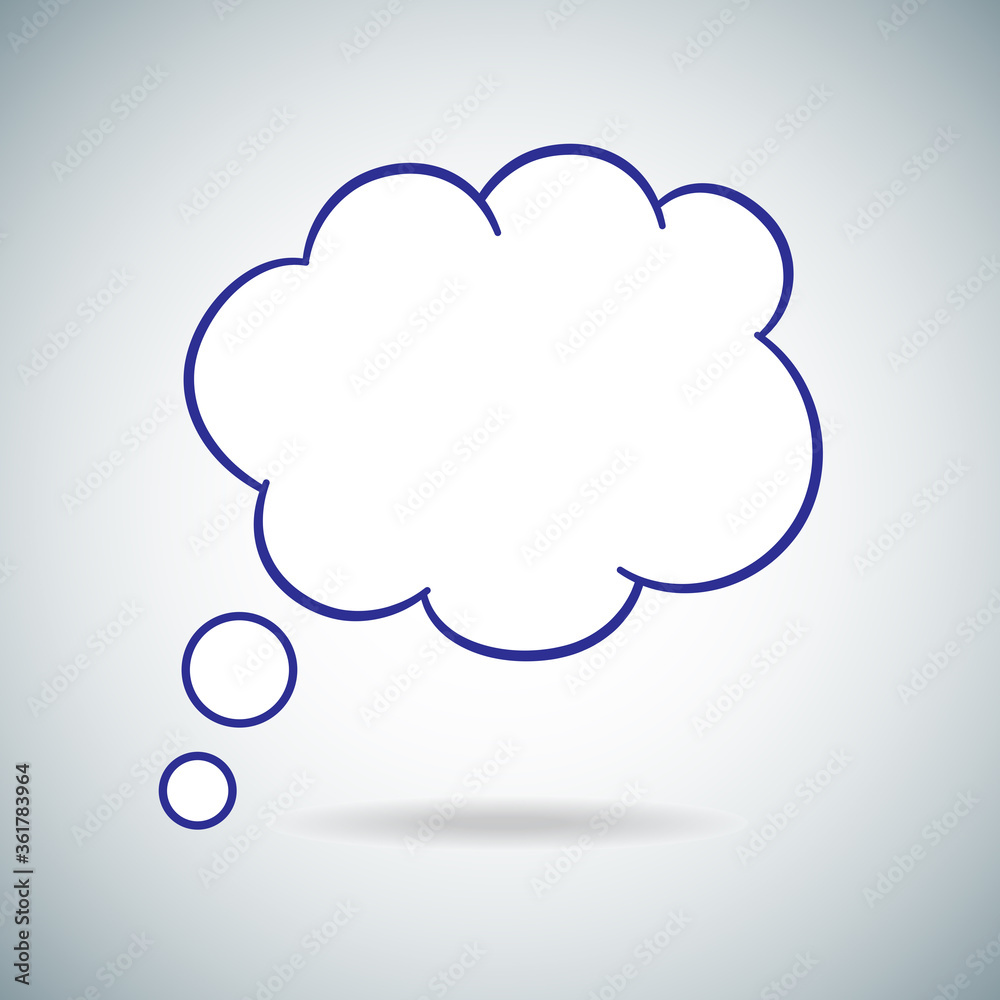 Think bubble isolated on gray background. Trendy think bubble in flat style. Modern template for social network and label. Creative thought balloon. Cloud line art, vector illustration Think bubble isolated on gray background. Trendy think bubble in flat style. Modern template for social network and label. Creative thought balloon. Cloud line art, vector illustration