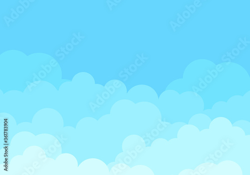 Clouds and sky background, vector. Cartoon clouds background for poster, flyer and wallpaper. Creative art design. Stylish blue gradient sky clouds. Vector illustration of cloudy weather