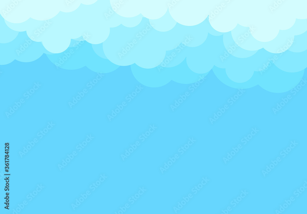 Clouds and sky background, vector. Cartoon clouds background for poster, flyer and wallpaper. Creative art design. Stylish blue gradient sky clouds. Vector illustration of cloudy weather