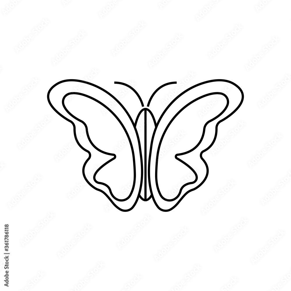 butterfly outline symbol on a white background