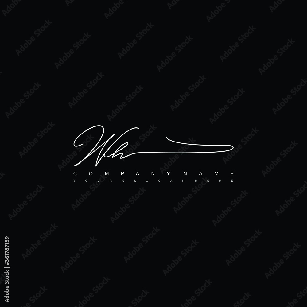 Obraz premium WH initials signature logo. Handwriting logo vector templates. Hand drawn Calligraphy lettering Vector illustration. 