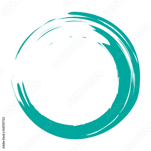 Circle brush stroke vector isolated on white background. Turquoise enso zen circle brush stroke.For round stamp, seal, ink and paintbrush template. Grunge hand drawn circle shape,vector illustration