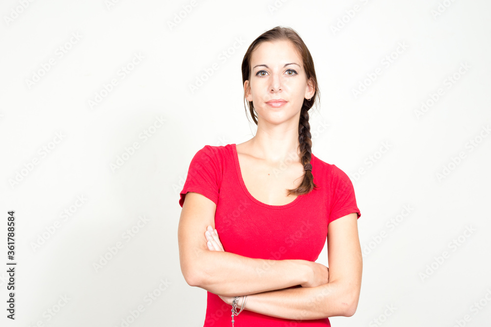 Portrait of young beautiful woman with arms crossed Portrait of young beautiful woman with arms crossed