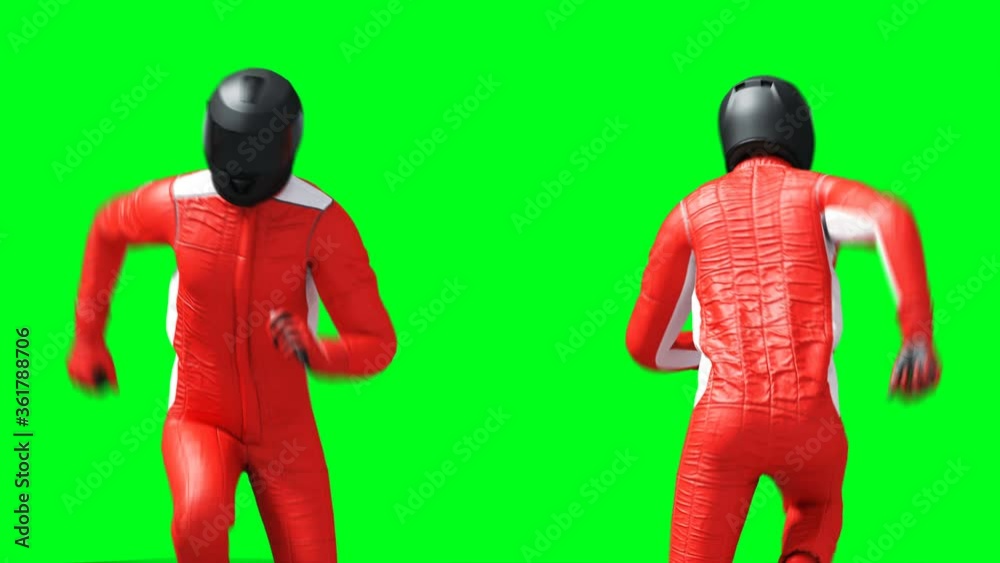 Racer car animation. Phisical motion blur. Realistic green screen 4k animation.