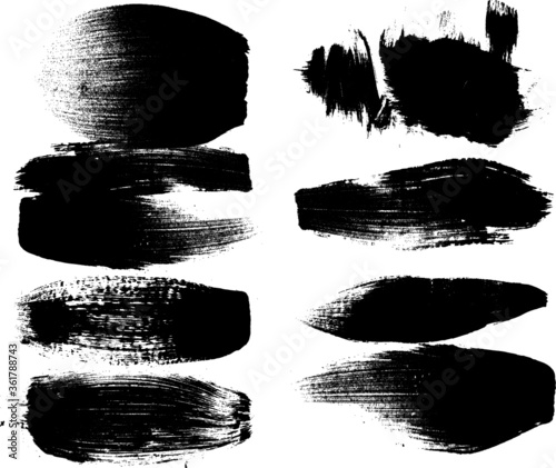 Grunge Paint Roller . Vector brush Stroke . Distressed banner . Black stripes isolated. paintbrush collection . Modern Textured shape . Dry border in Black . Bulge lines