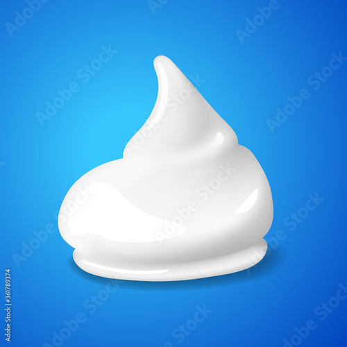 Realistic shaving gel or shaving foam cream soap mousse icon Vector realistic illustration isolated on blue background.