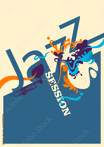 Wall Mural Jazz session poster design with abstraction. Vector illustration.