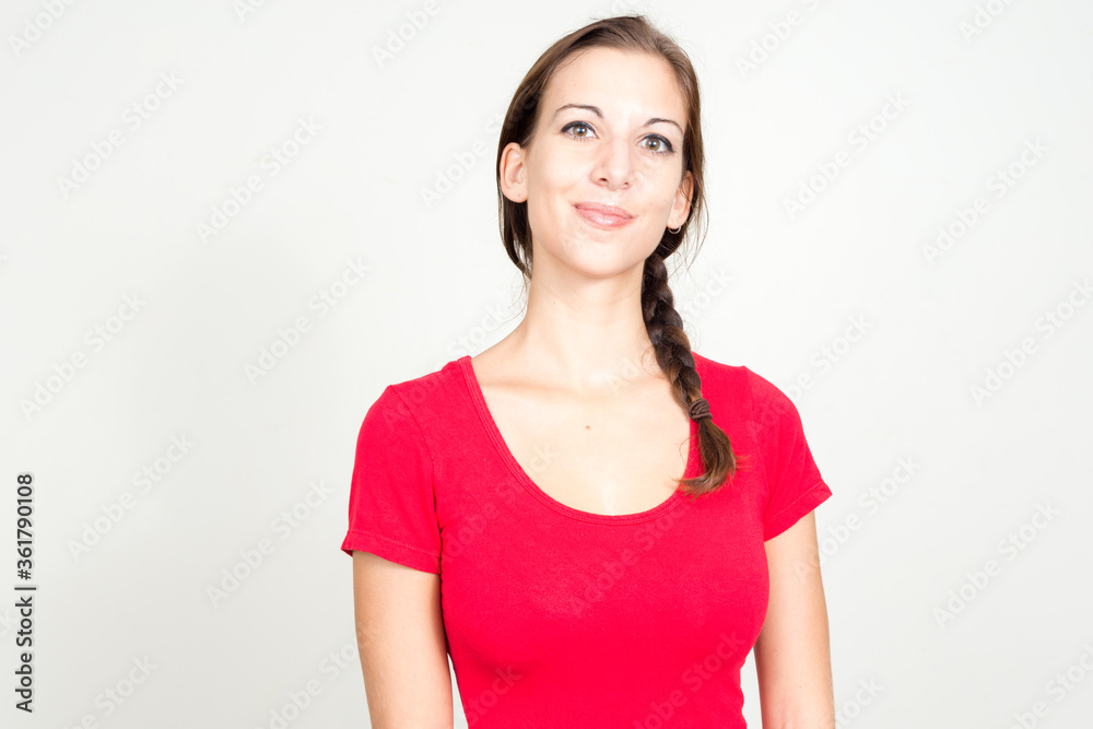 Portrait of young beautiful woman with brown hair Portrait of young beautiful woman with brown hair