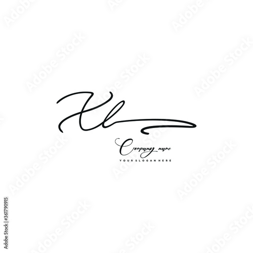 XL initials signature logo. Handwriting logo vector templates. Hand drawn Calligraphy lettering Vector illustration.