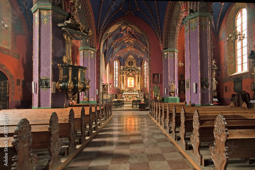 The interior of a Gothic church, Poland. photo