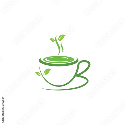 a cup green tea icon vector illustration design