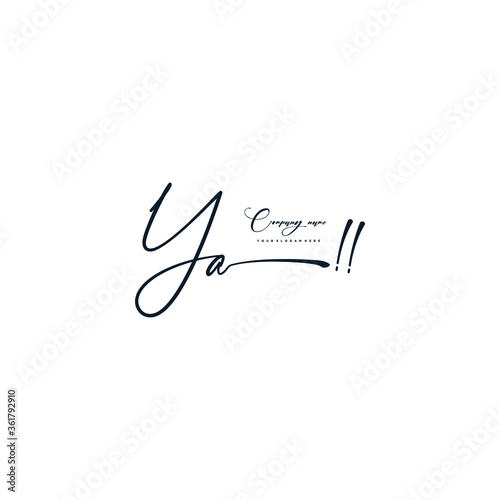 YA initials signature logo. Handwriting logo vector templates. Hand drawn Calligraphy lettering Vector illustration.
