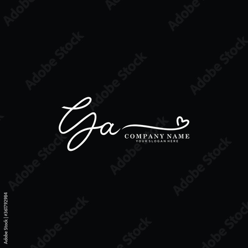 YA initials signature logo. Handwriting logo vector templates. Hand drawn Calligraphy lettering Vector illustration. 