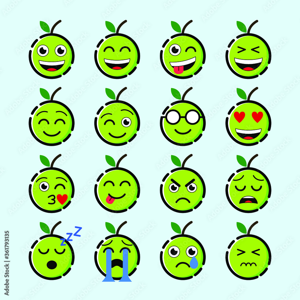 Set of berry emoticons vector design Set of berry emoticons vector design