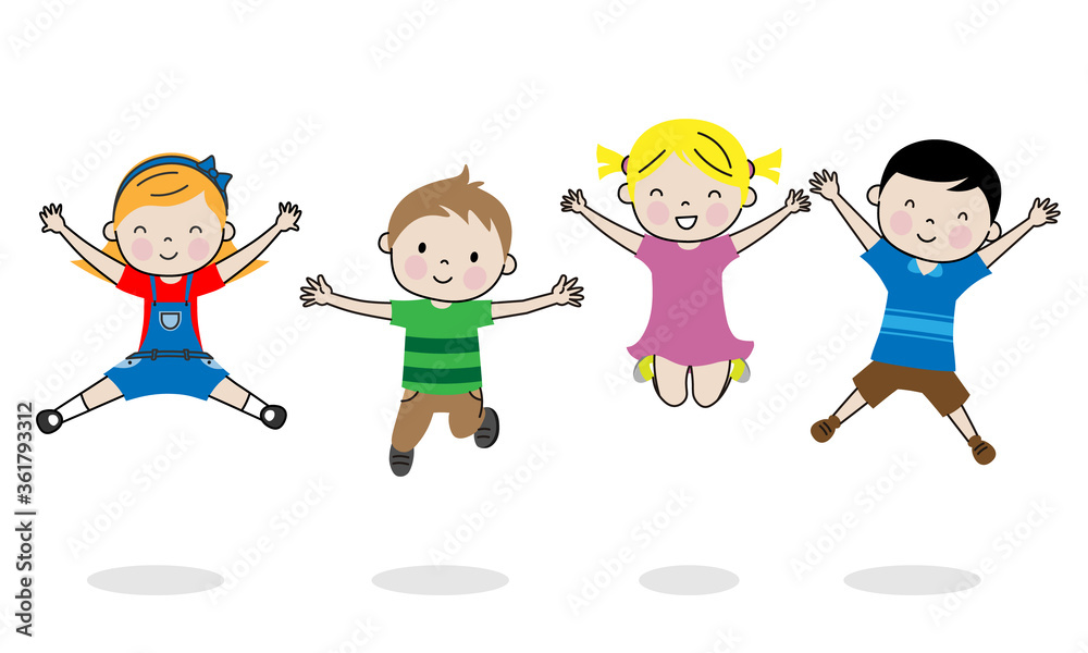 Group of happy children jumping. Isolated vector Group of happy children jumping. Isolated vector