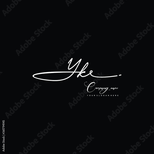 YK initials signature logo. Handwriting logo vector templates. Hand drawn Calligraphy lettering Vector illustration.
 photo