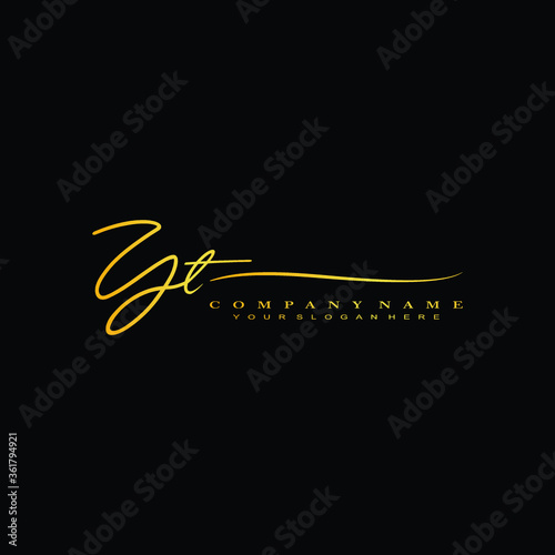 YT initials signature logo. Handwriting logo vector templates. Hand drawn Calligraphy lettering Vector illustration.
