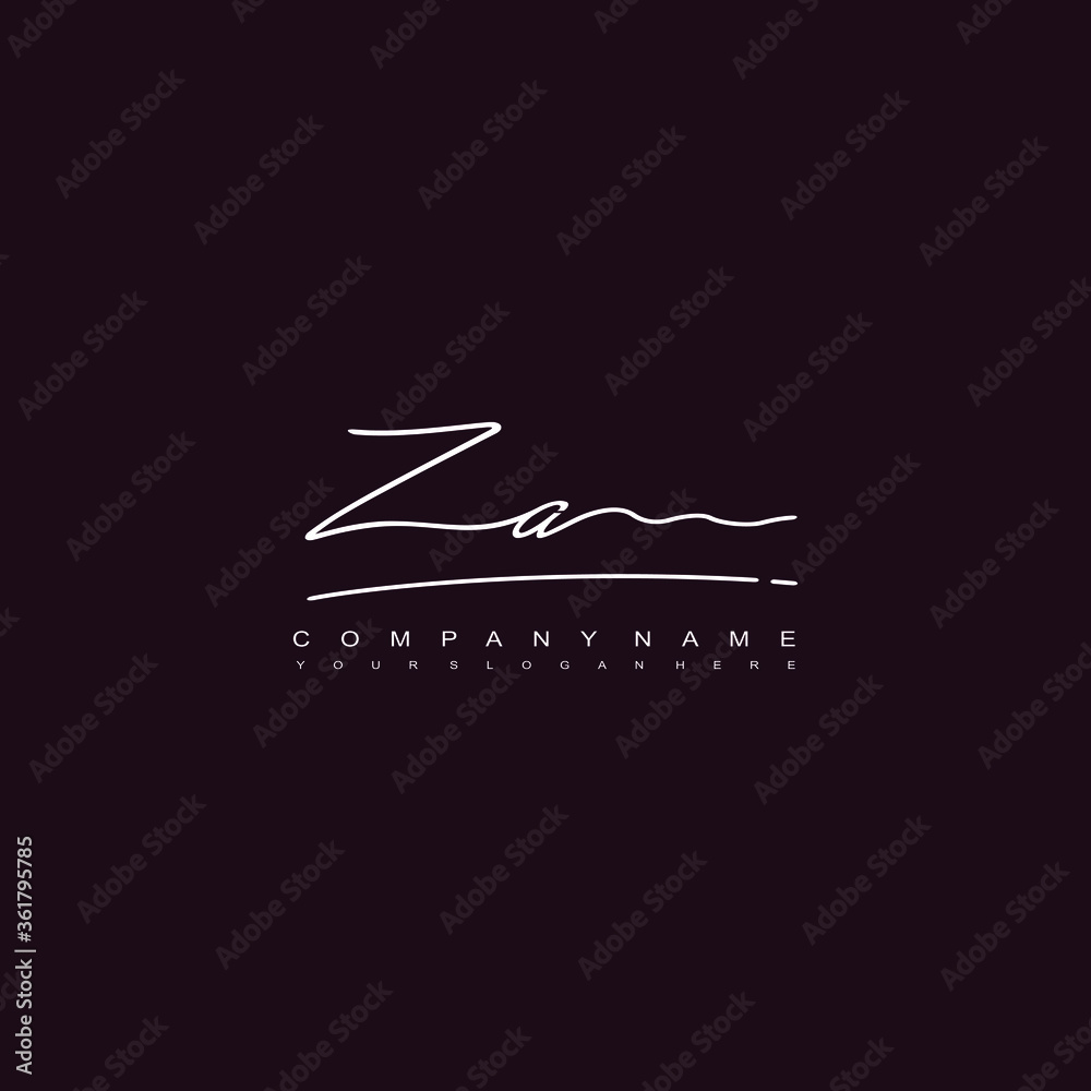 ZA initials signature logo. Handwriting logo vector templates. Hand drawn Calligraphy lettering Vector illustration.

