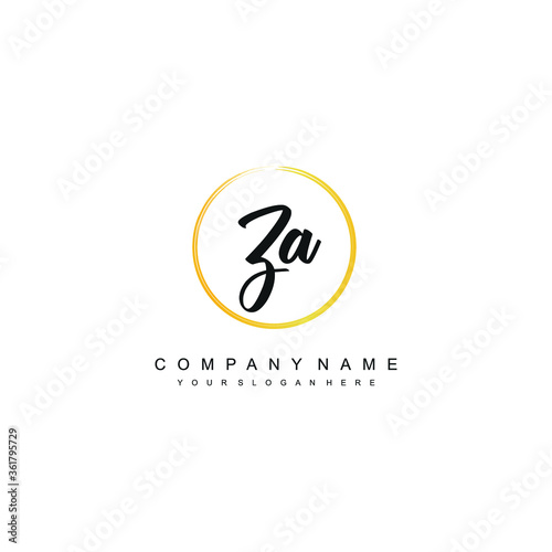 ZA initials signature logo. Handwriting logo vector templates. Hand drawn Calligraphy lettering Vector illustration.
 photo