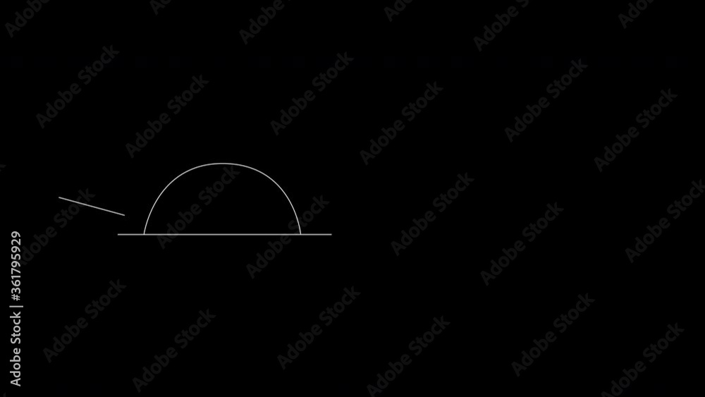 Self drawing animation of sun rising on sea horizon. Line art. Copy space. Black background. Self drawing animation of sun rising on sea horizon. Line art. Copy space. Black background.
