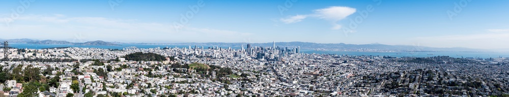 Panorama shot of San Francisco Skyline of downtown or business district