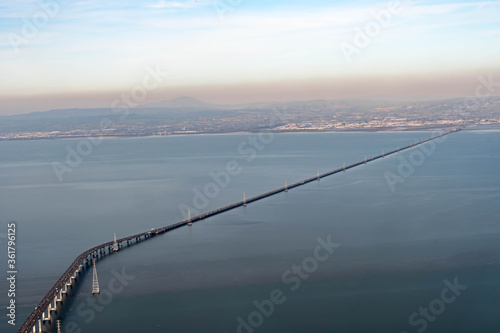 Aerial view of the San Mateo–Hayward Bridge San Francisco California USA