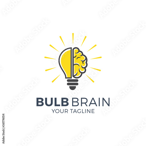 brain bulb icon symbol design. creative idea logo designs template