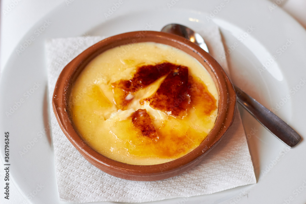 traditional dessert catalan cream with caramelized sugar on top traditional dessert catalan cream with caramelized sugar on top