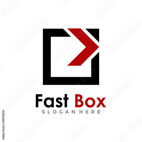 Fast Box Logo Vector. Speed Moving Box Logotype. Delivery and logistic logo design concept.