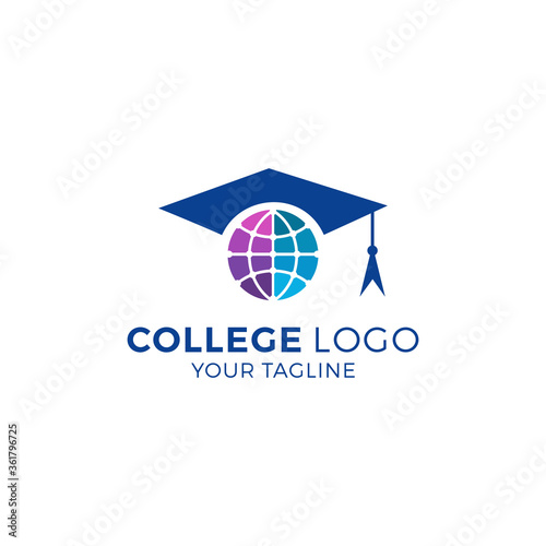 College logo design template. Vector illustration of icon