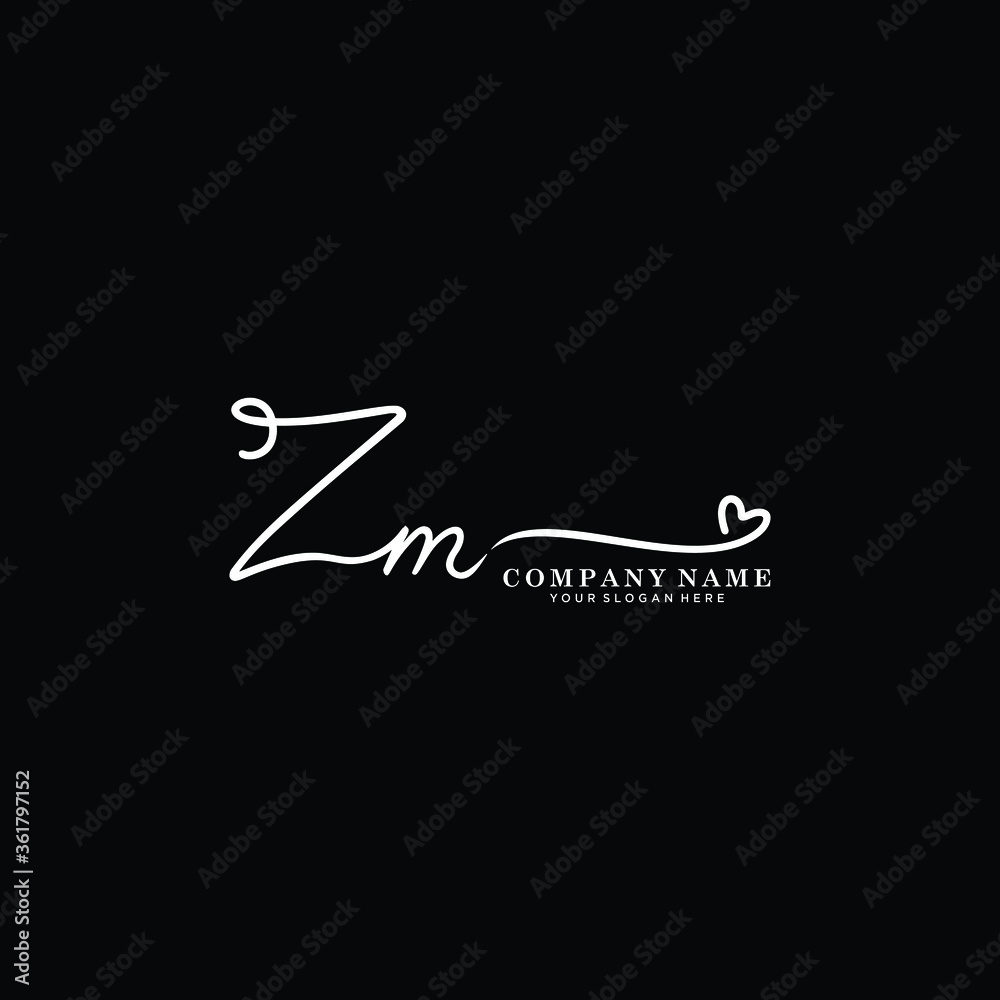 ZM initials signature logo. Handwriting logo vector templates. Hand drawn Calligraphy lettering Vector illustration.
