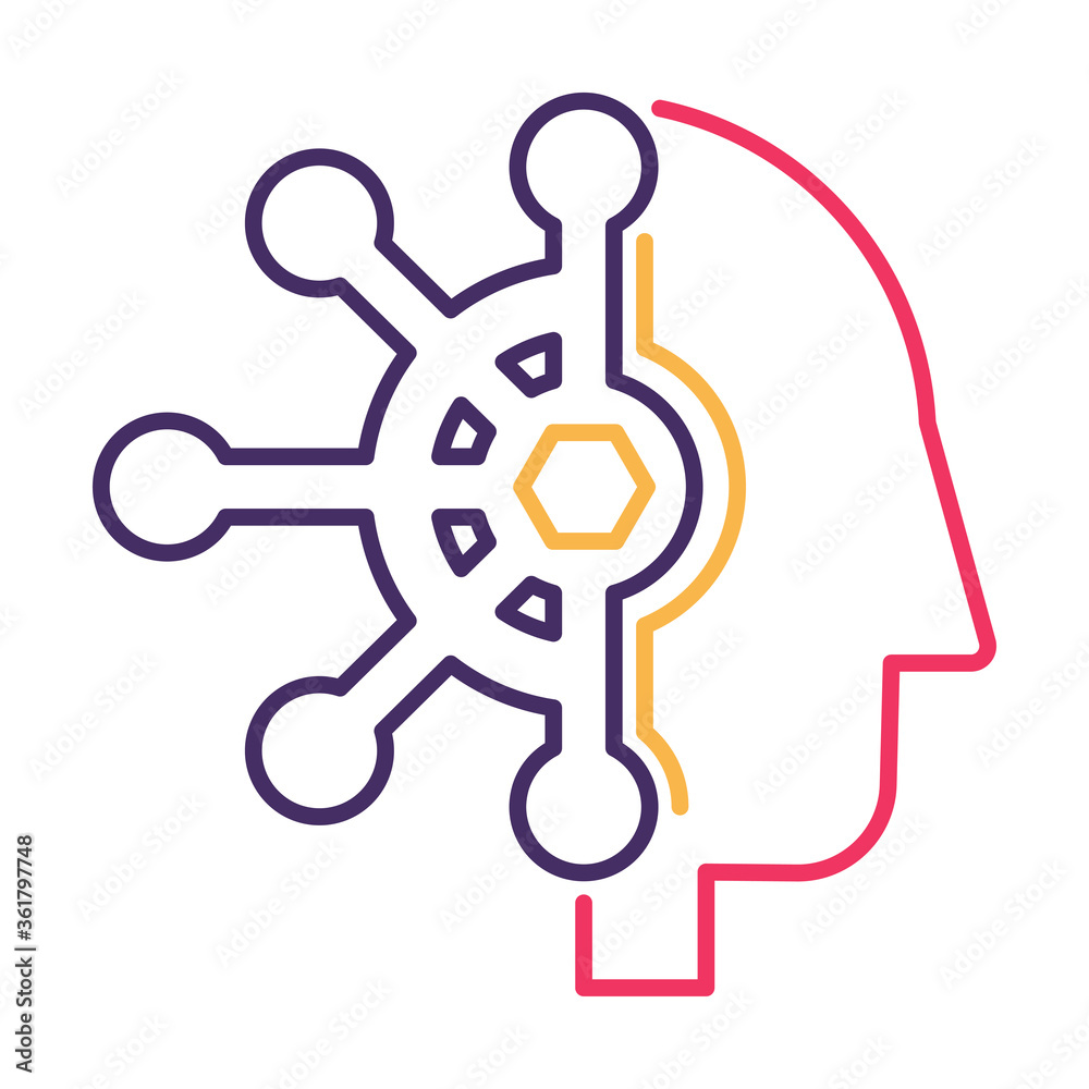 Human mind control linear vector icon isolated on white Human mind control linear vector icon isolated on white