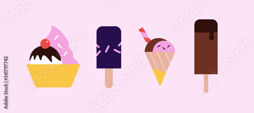 Ice creams icon set. Isolated vectors