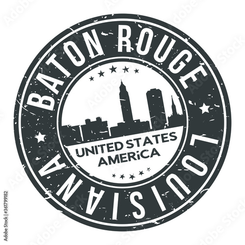 Baton Rouge USA Stamp Logo Icon Symbol Design Skyline City.
