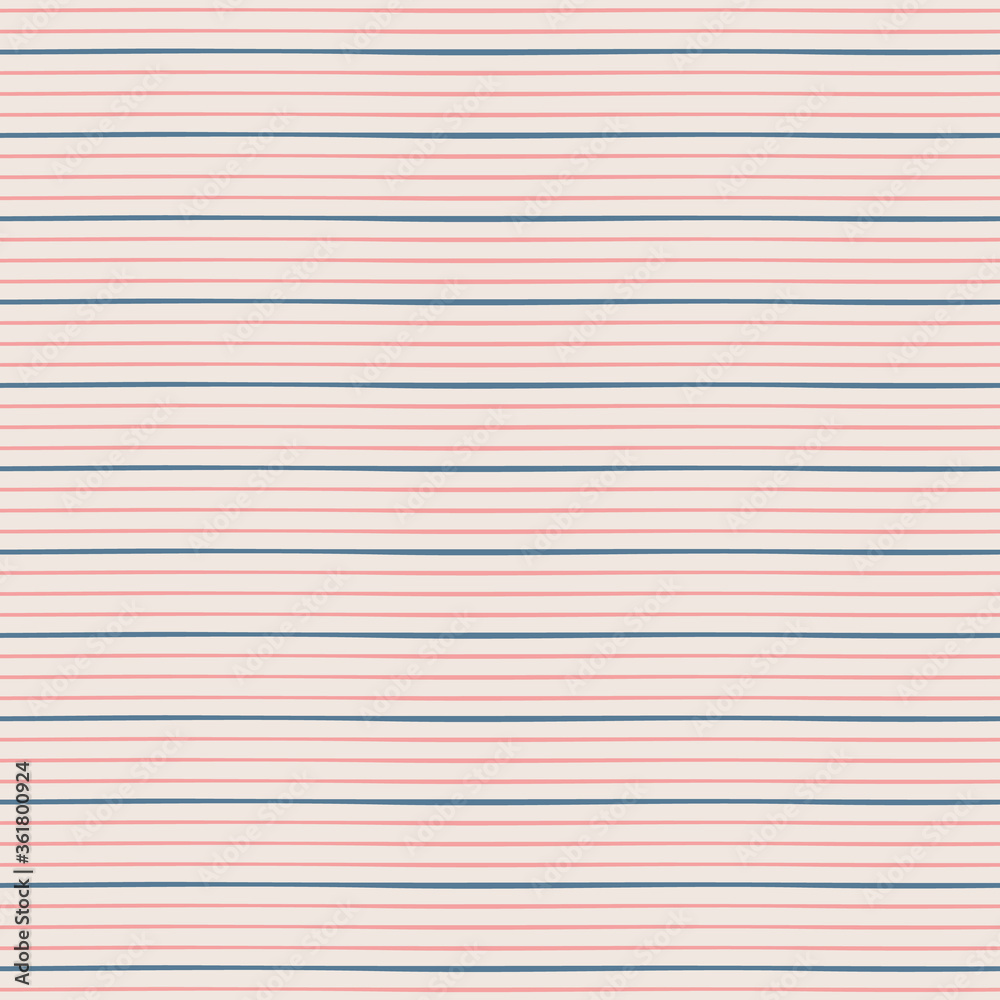 Horizontal seamless irregular thin striped pattern. Blue and pink color stripes on bige background. Seamless vector pattern background. Horizontal seamless irregular thin striped pattern. Blue and pink color stripes on bige background. Seamless vector pattern background.