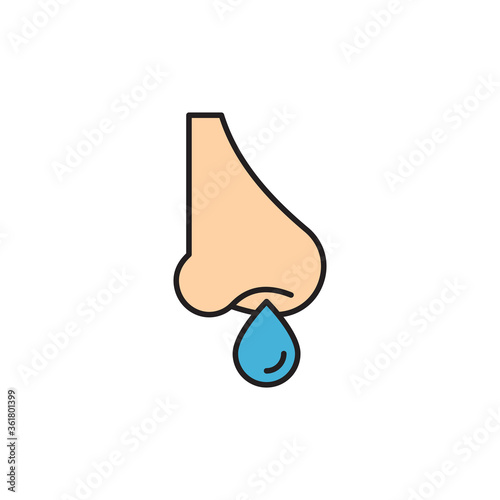 Runny nose vector icon symbol isolated on white background