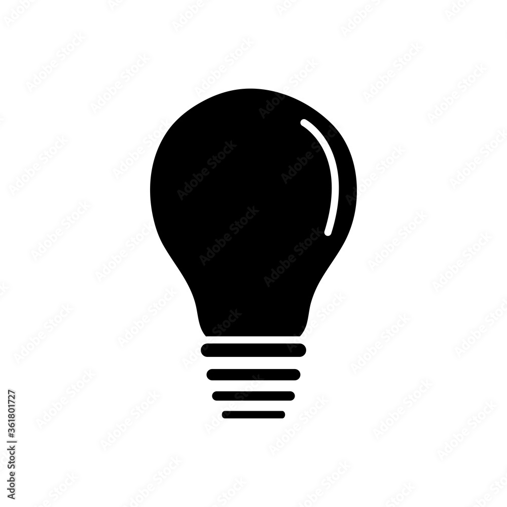classic shape of light bulb icon, silhouette style classic shape of light bulb icon, silhouette style