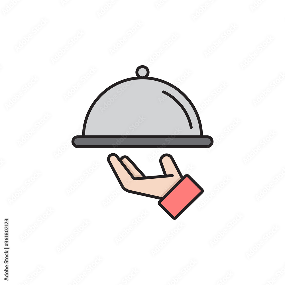 Fototapeta premium Restaurant waiter avatar vector icon isolated on white background