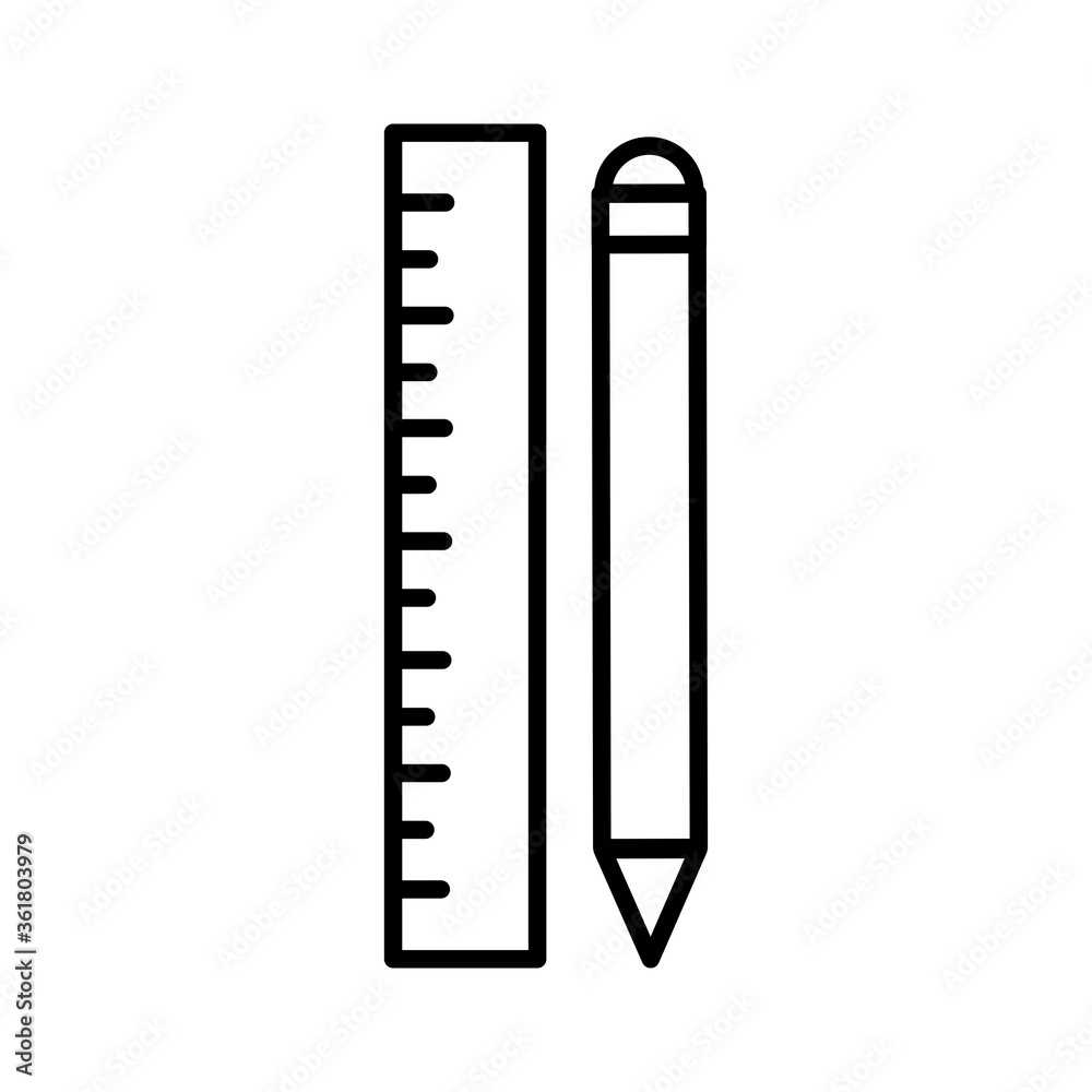 Ruler and pencil line style icon design, Instrument tool work measurement lenght object inch long and distance theme Vector illustration Ruler and pencil line style icon design, Instrument tool work measurement lenght object inch long and distance theme Vector illustration