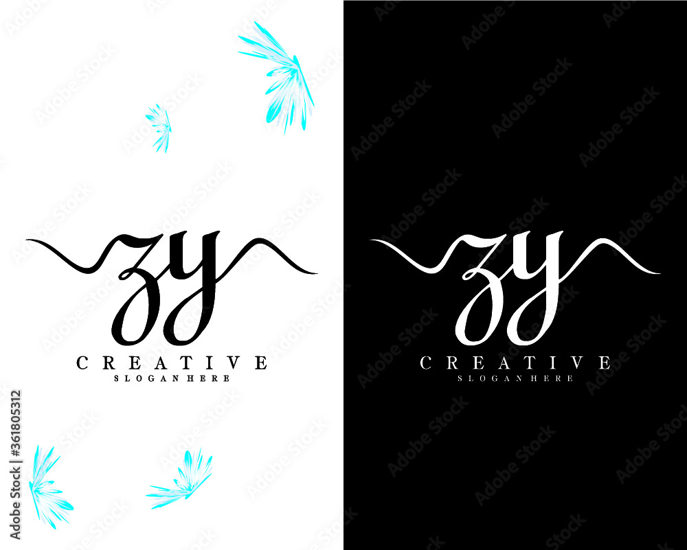 zy, yz creative handwriting logo letter vector  design