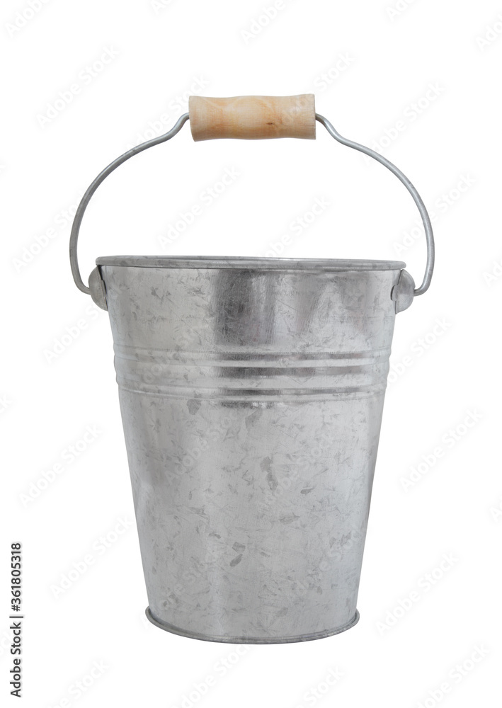 Metallic bucket isolated on white background Metallic bucket isolated on white background