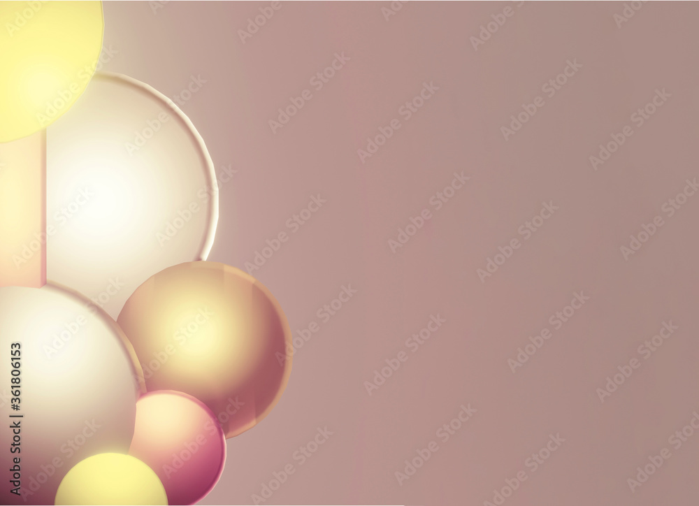 3d render of balls. Geometric shapes composition with empty space. Trendy banner or poster design