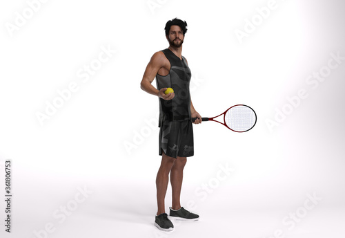 3D Render : The portrait of male tennis player © Tritons