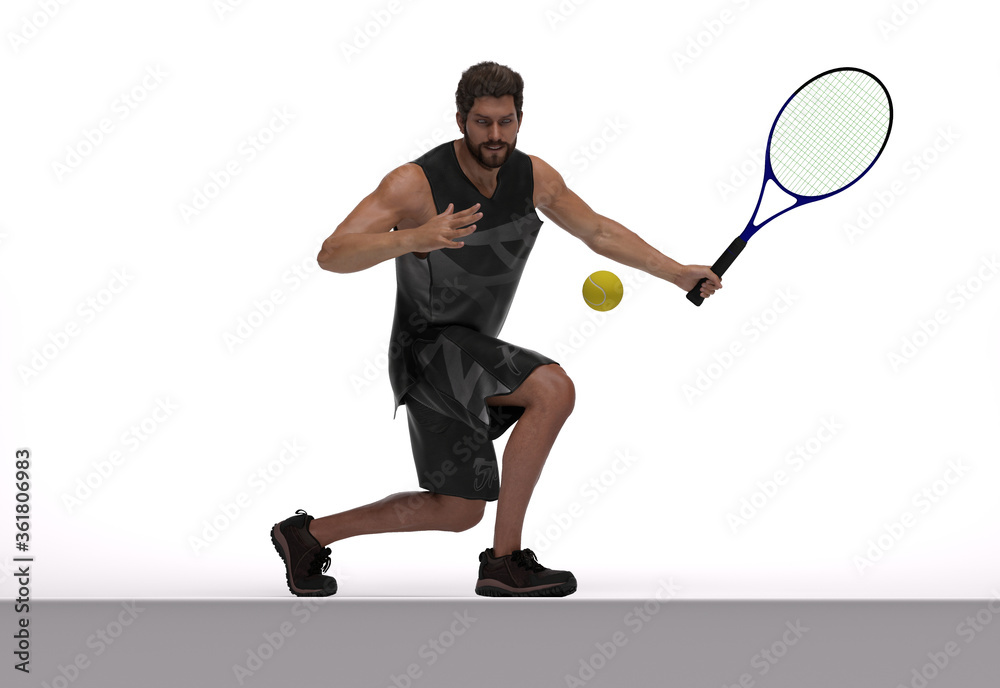 3D Render : The portrait of male tennis player