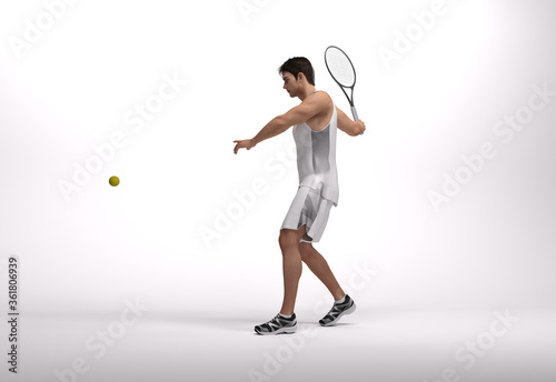 3D Render : The portrait of male tennis player